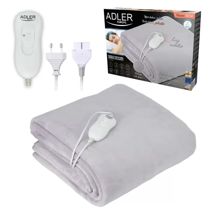 Одеяло с электроподогревом 150*80см, 60Вт, 230В. ADLER AD 7425